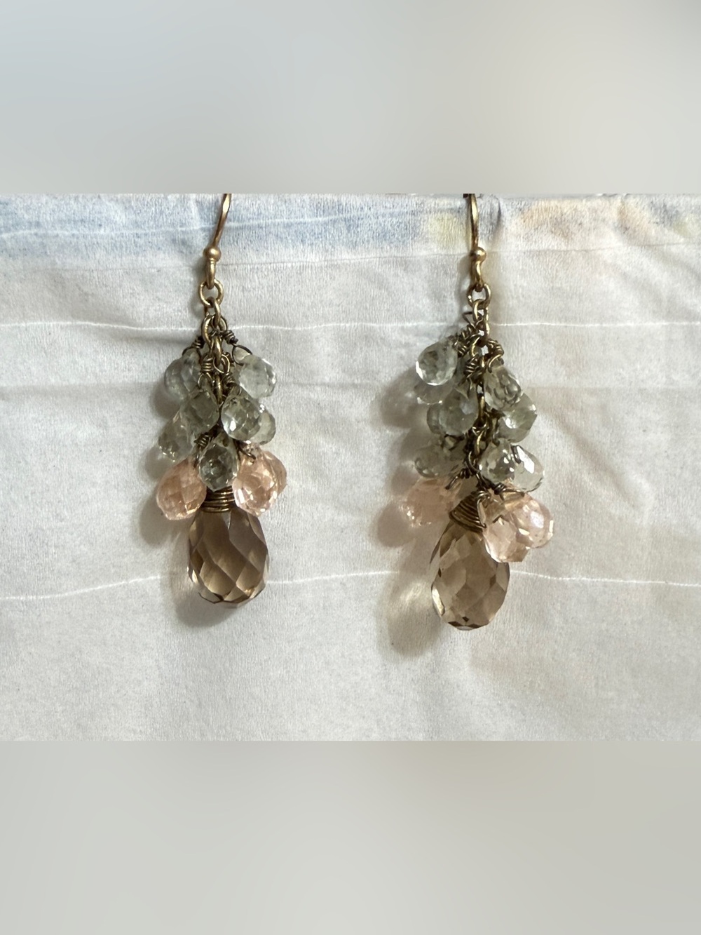 Smoky Crystal and Blush Teardrop Cluster Earrings